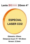 Lente II-VI diámetro 20mm con distancia focal de 4" (101.6mm) y 2.5mm de grosor.